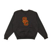 USC Trojans Team Trojan Charcoal SC Interlock Tackle Twill Crew Fleece Sweatshirt